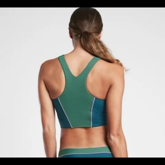 Athleta Colorblock Crop Bikini Top A-C size S Green - Picture 2 of 5